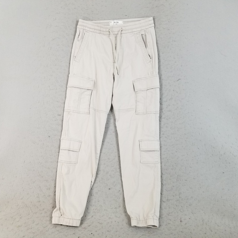 Hollister Cargo Jogger Men XS Tan Khaki Utility Slim Tapered Elastic Waist Pants